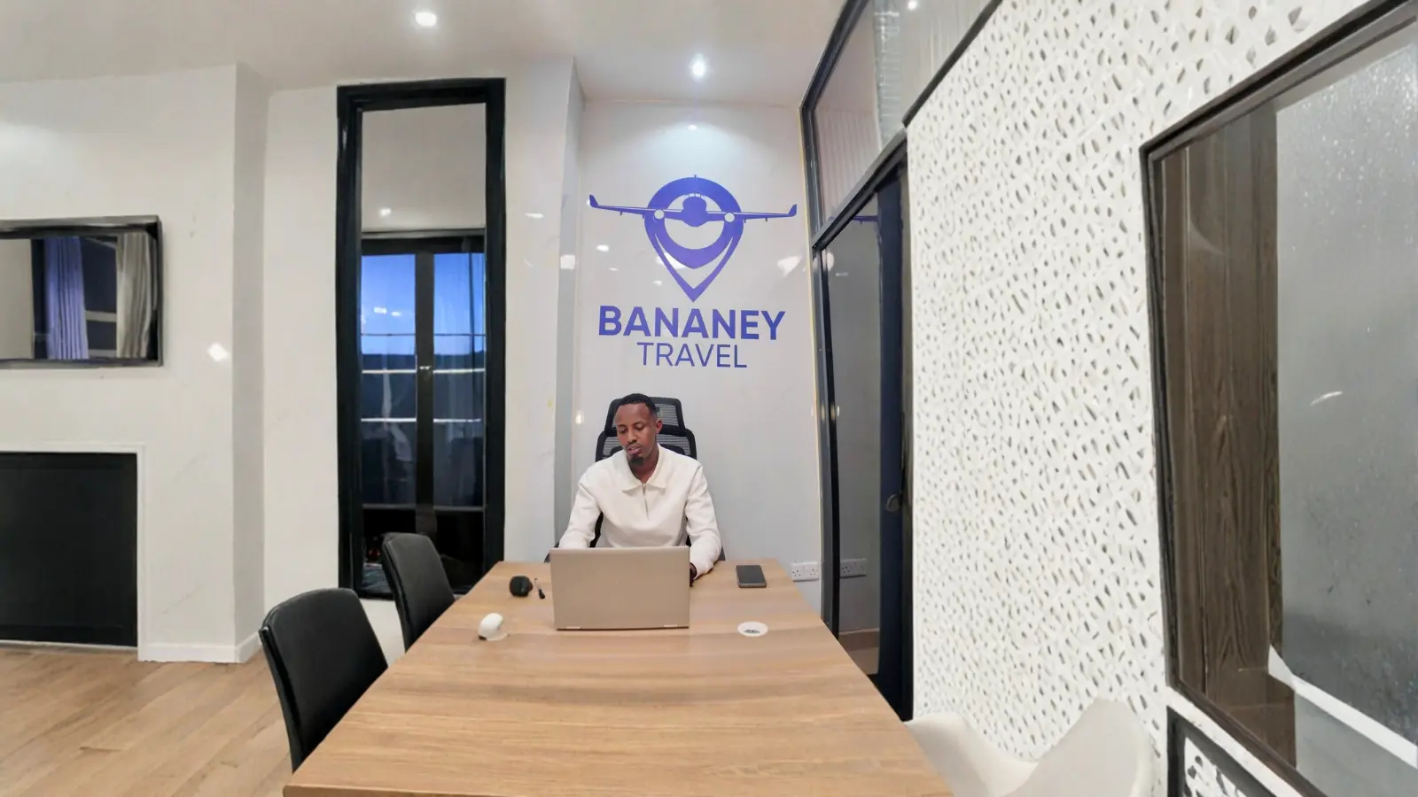 Bananey Travel Agency office interior showcasing customer service and travel support